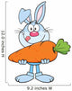 Hungry Blue Rabbit Cartoon Character Holding a Big Carrot Wall Decal