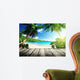 seychelles beach and wooden pier Wall Mural