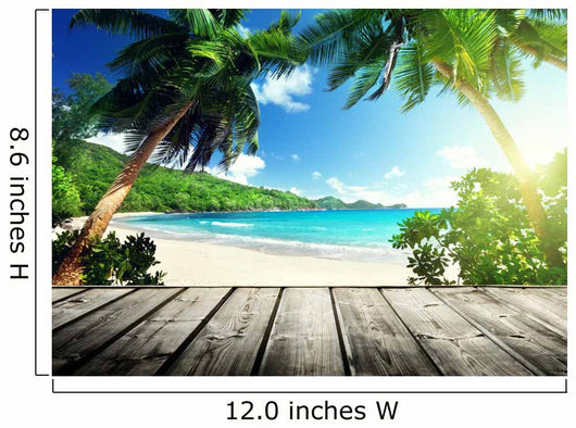 seychelles beach and wooden pier Wall Mural