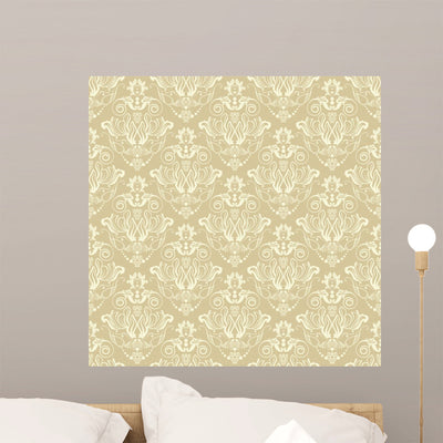 Damask Seamless Pattern Wall Decal Design 1 shown on a wall