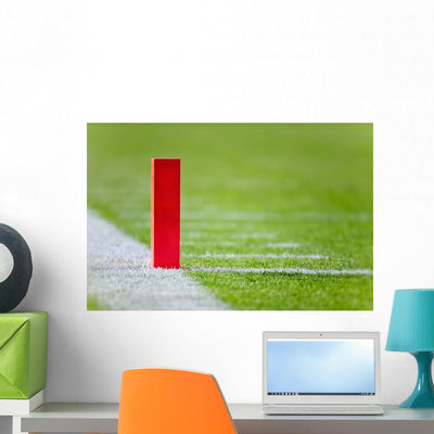 Football Touchdown Pylon Wall Decal shown on a wall