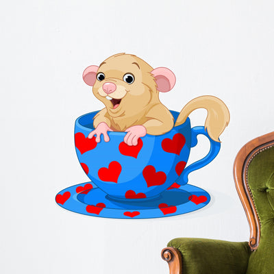 Wonderland Teacup Dormouse Wall Decal shown on a wall