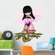 Cute Toon Pink Cyclamen Fairy, Standing Wall Mural