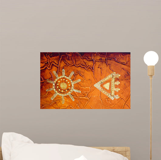 Golden African Symbol on Textured Background Wall Mural