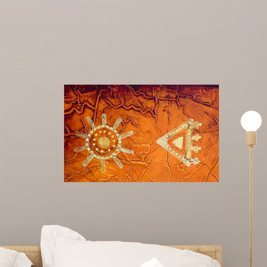 Golden African Symbol on Textured Background Wall Mural
