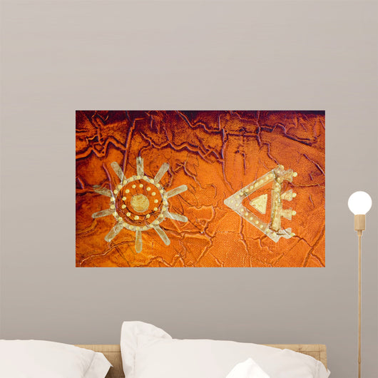Golden African Symbol on Textured Background Wall Mural
