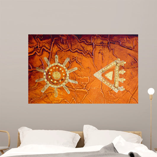 Golden African Symbol on Textured Background Wall Mural
