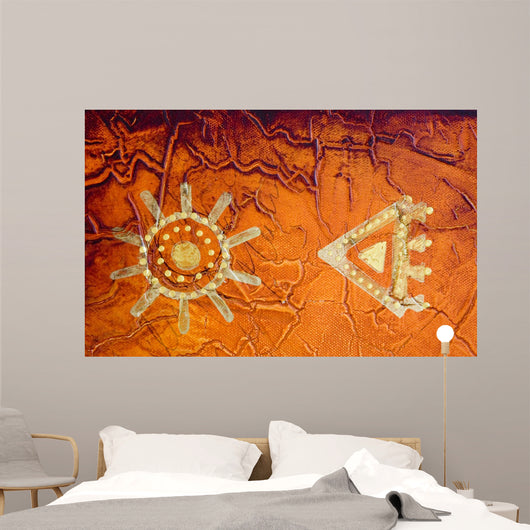 Golden African Symbol on Textured Background Wall Mural