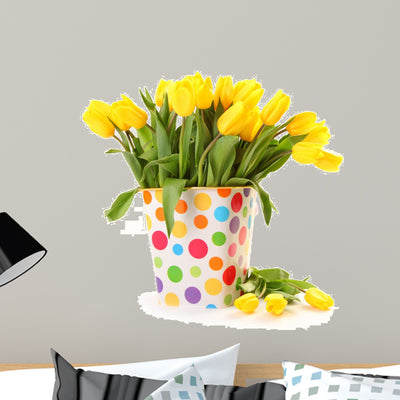 Fresh Tulips Wall Decal shown on a wall