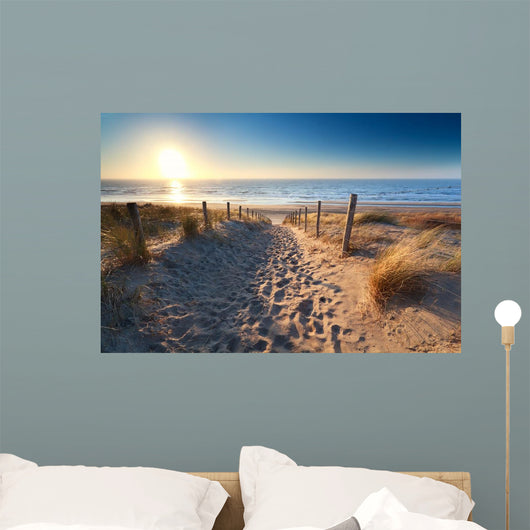 path to sand beach in North sea 