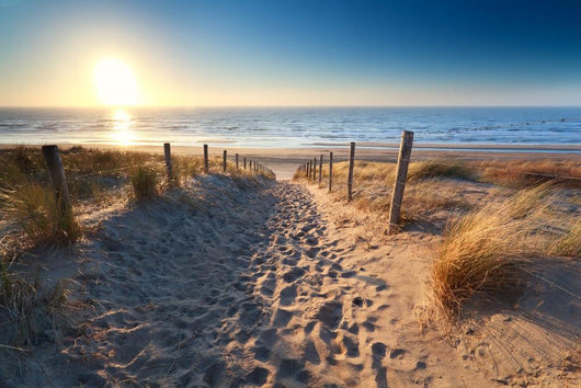 path to sand beach in North sea 