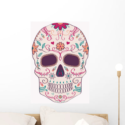 Day Dead Skull with Wall Decal shown on a wall