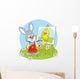 Little rabbit draws a small Easter chick Wall Decal