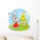 Little rabbit draws a small Easter chick Wall Decal
