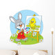 Little rabbit draws a small Easter chick Wall Decal