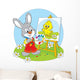 Little rabbit draws a small Easter chick Wall Decal