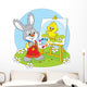 Little rabbit draws a small Easter chick Wall Decal