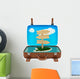 Render of an Open Retro Suitcase with a Sign, Isolated on White Wall Decal