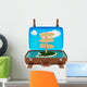 Render of an Open Retro Suitcase with a Sign, Isolated on White Wall Decal