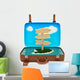 Render of an Open Retro Suitcase with a Sign, Isolated on White Wall Decal