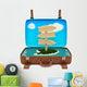 Render of an Open Retro Suitcase with a Sign, Isolated on White Wall Decal