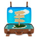 Render of an Open Retro Suitcase with a Sign, Isolated on White Wall Decal