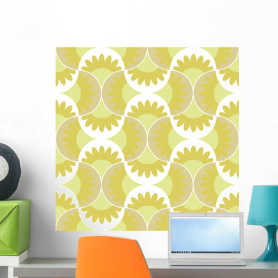 Wavy Golden Seamless Wallpaper Wall Decal shown on a wall