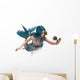 Blue Mermaid Holding Sea Lily Wall Decal