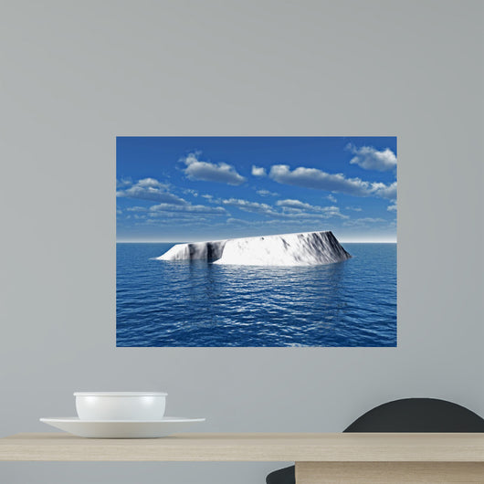 The big iceberg on  the open ocean - 3d landscape scene. 
