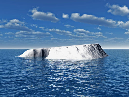 The big iceberg on  the open ocean - 3d landscape scene. 