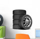 Wheels isolated on white. 3d illustration. Wall Decal