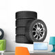 Wheels isolated on white. 3d illustration. Wall Decal