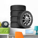 Wheels isolated on white. 3d illustration. Wall Decal