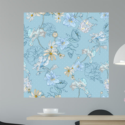 Beautiful Seamless Vintage Floral Wall Decal