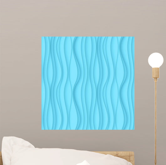 Blue Seamless Wavy Texture Wall Decal