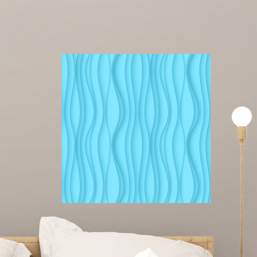 Blue Seamless Wavy Texture Wall Decal