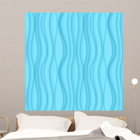 Blue Seamless Wavy Texture Wall Decal