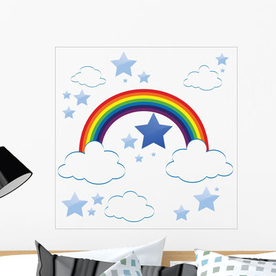 Sky and Clouds Wall Stickers shown on a wall