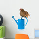Bantam Chicken on Blue Watering Can Wall Decal