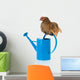 Bantam Chicken on Blue Watering Can Wall Decal