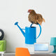 Bantam Chicken on Blue Watering Can Wall Decal