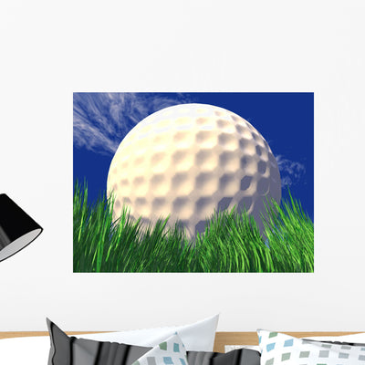 Golf Ball Wall Mural shown on a wall