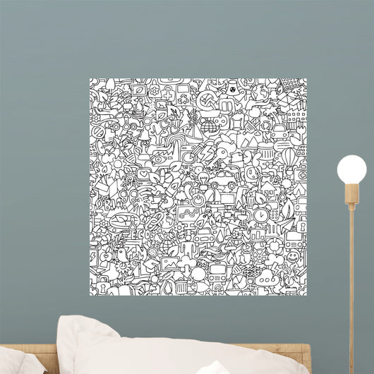 Ecology Seamless Pattern Black Wall Decal