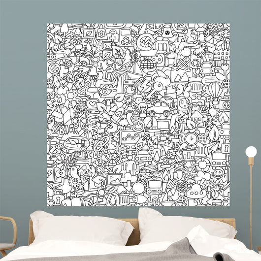Ecology Seamless Pattern Black Wall Decal