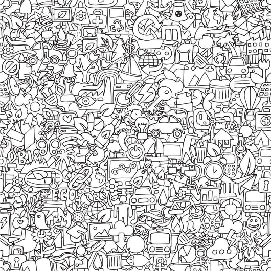 Ecology Seamless Pattern Black Wall Decal