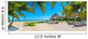 Paradise beach with palms and parasol 