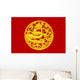 Golden Chinese dragon on red wood background 