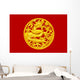 Golden Chinese dragon on red wood background 