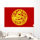 Golden Chinese dragon on red wood background 