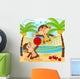 monkeys playing in beach volleyball - vector illustration 